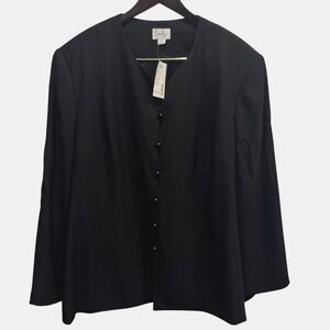 Emily Women's Black Blazer Jacket 28W -‎ Plus Size - Elegant Button Front, NWT